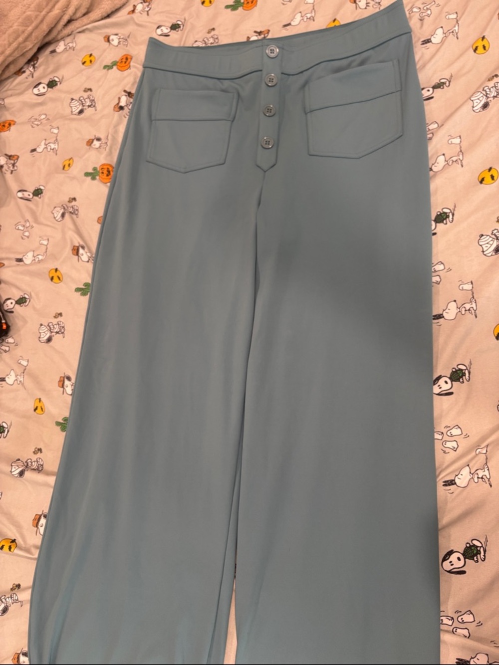 HALARA Slate Blue Wide-Leg Button Front Maxi Skirt
